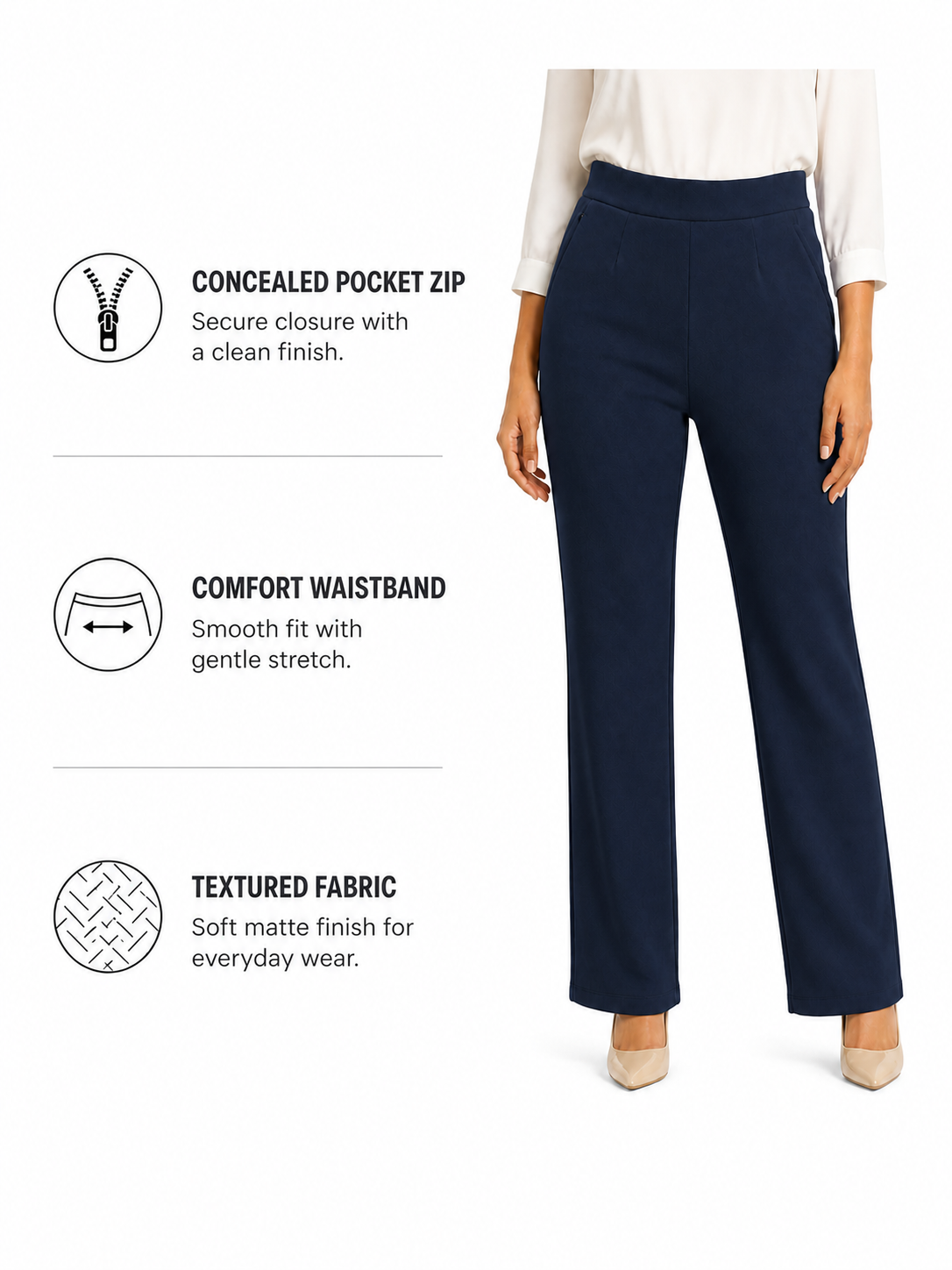 Women's Office Pants High Waist Wide Leg Trousers