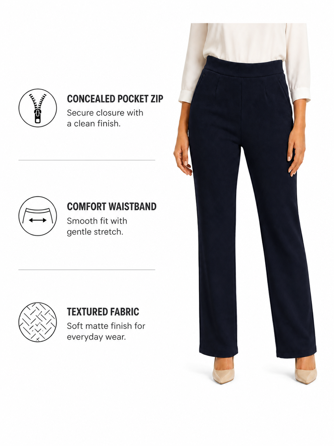 Women's Office Pants High Waist Wide Leg Trousers