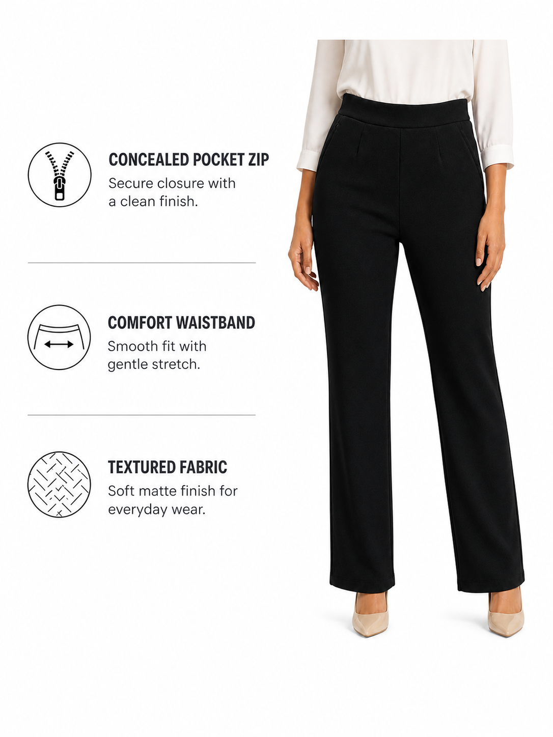 Women's Office Pants High Waist Wide Leg Trousers