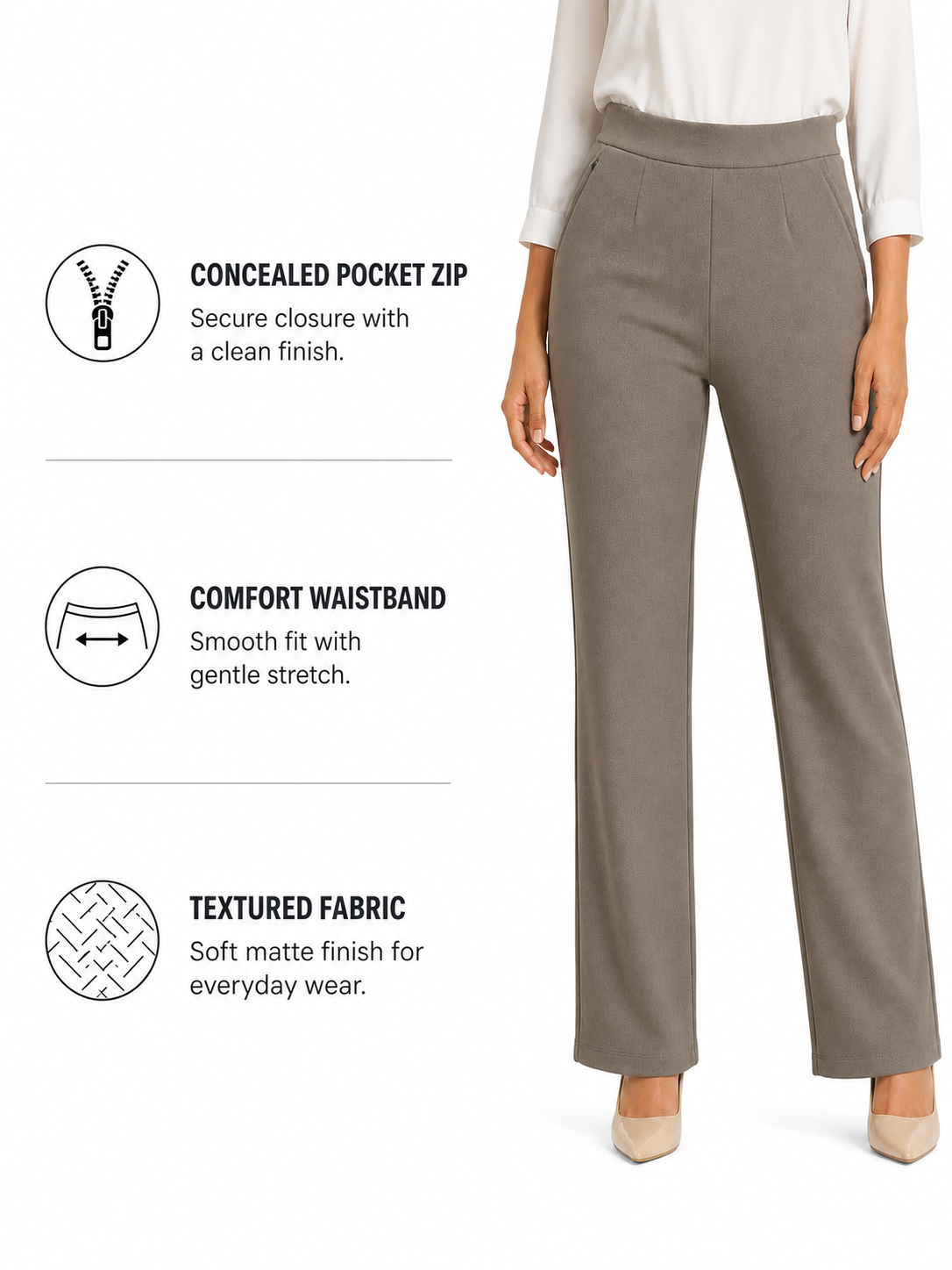 Women's Office Pants High Waist Wide Leg Trousers