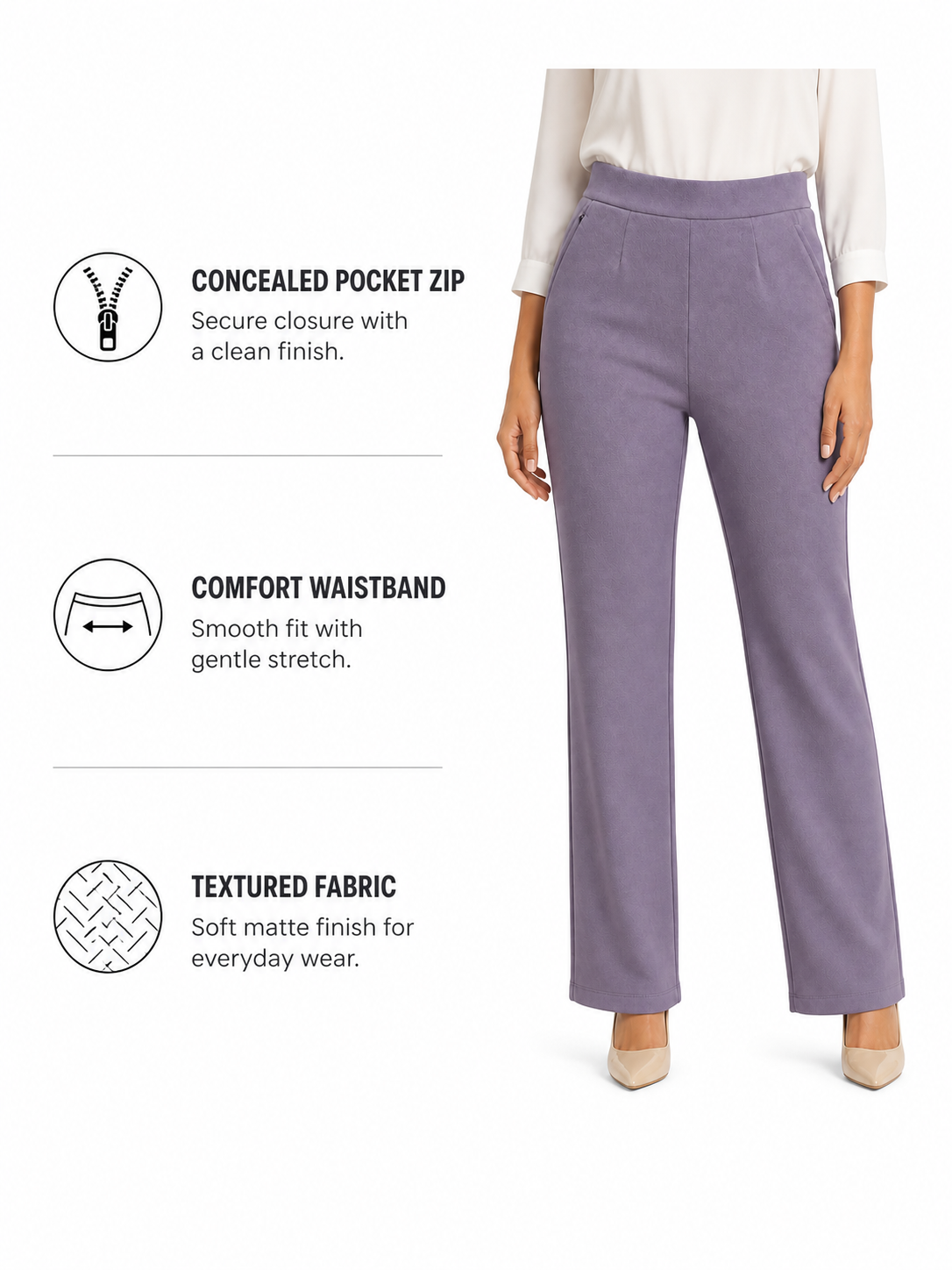 Women's Office Pants High Waist Wide Leg Trousers